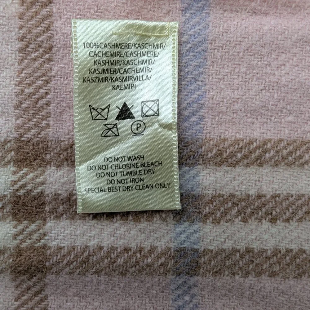 Burberry Cashmere Nova Check Plaid Scarf Pink Unisex | Designer Winter Wear - Picture 3 of 8